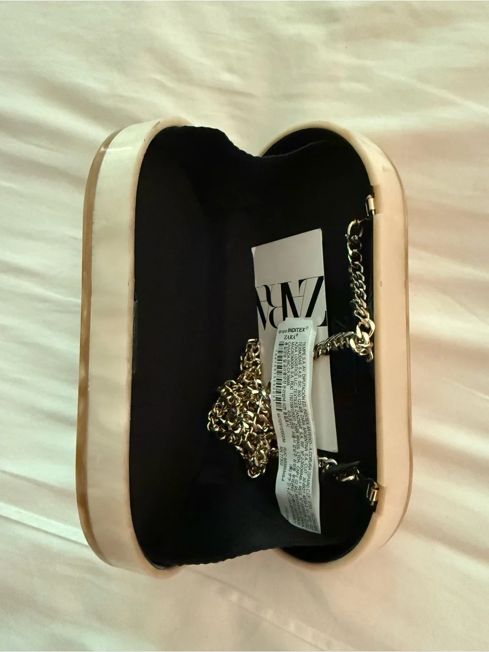 Zara Pink/Cream Iridescent Clutch Bag